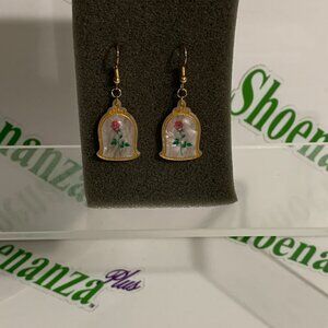 HER Earrings Drop Dangle Hook Jewelry Enchanted Rose Disney Beauty And The Beast